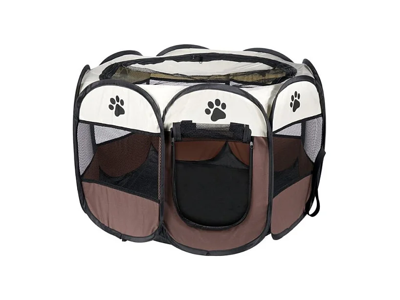 Parc pliable pour chiens et chats Valora Marron et léger avec parois en filet