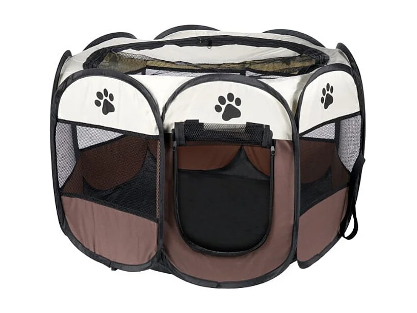 Parc pliable pour chiens et chats Valora Marron et léger avec parois en filet