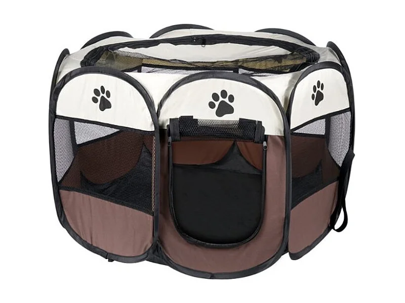 Parc pliable pour chiens et chats Valora Marron et léger avec parois en filet