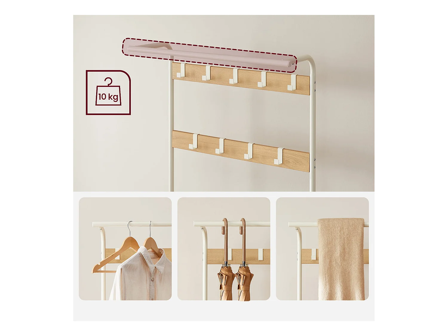 Cintre à vêtements Valora – Chêne Sonoma avec cadre blanc