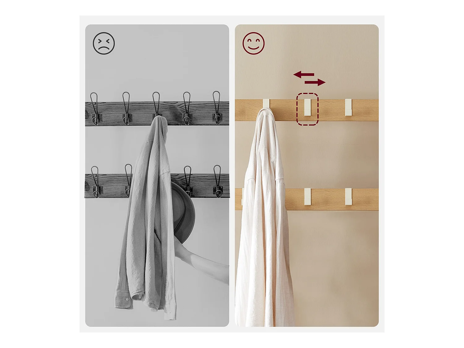 Cintre à vêtements Valora – Chêne Sonoma avec cadre blanc