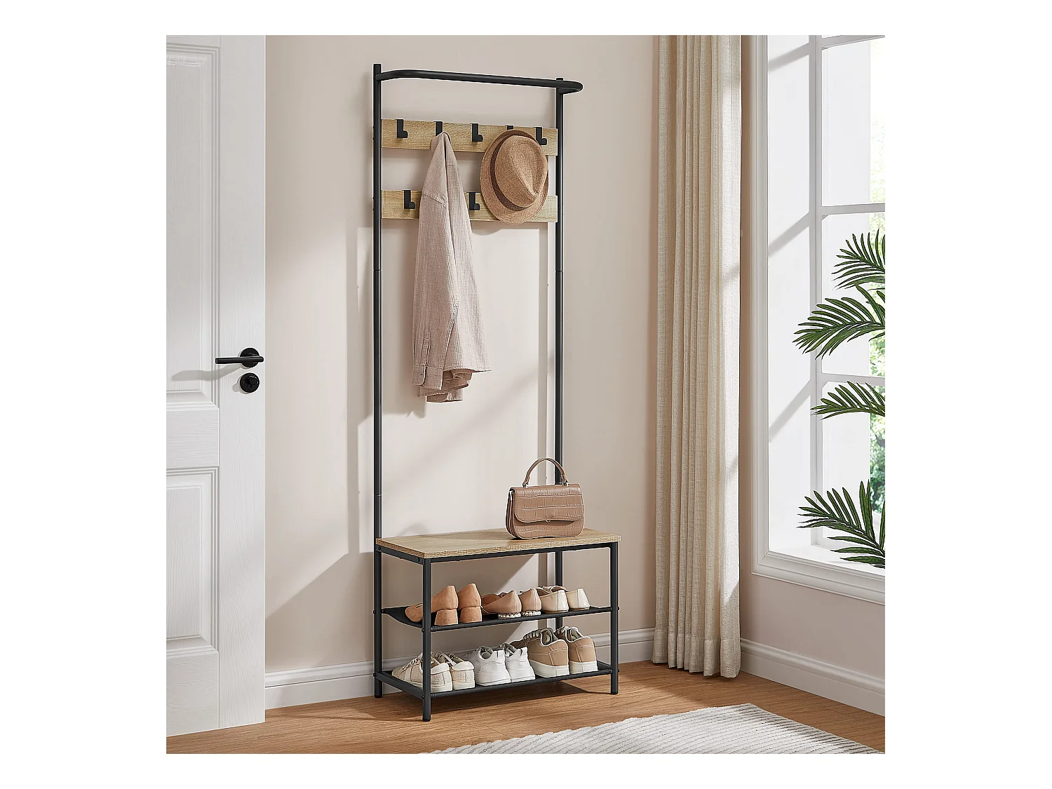 Cintre à vêtements Valora – Chêne Sonoma avec cadre noir