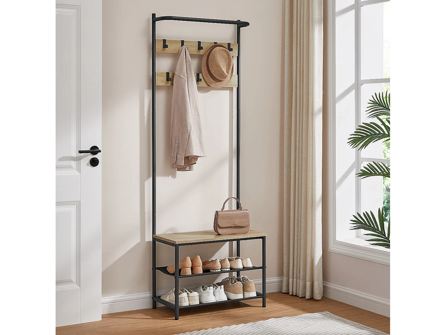 Cintre à vêtements Valora – Chêne Sonoma avec cadre noir