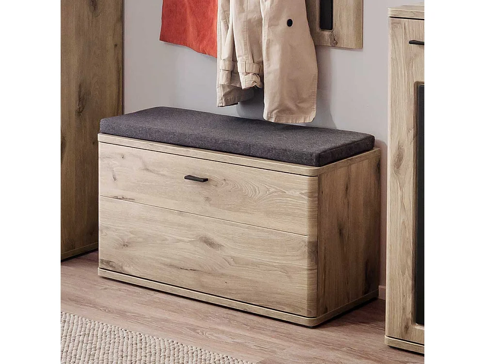 Schuhbank in Wildeichefarben Oberfläche melaminbeschichtet