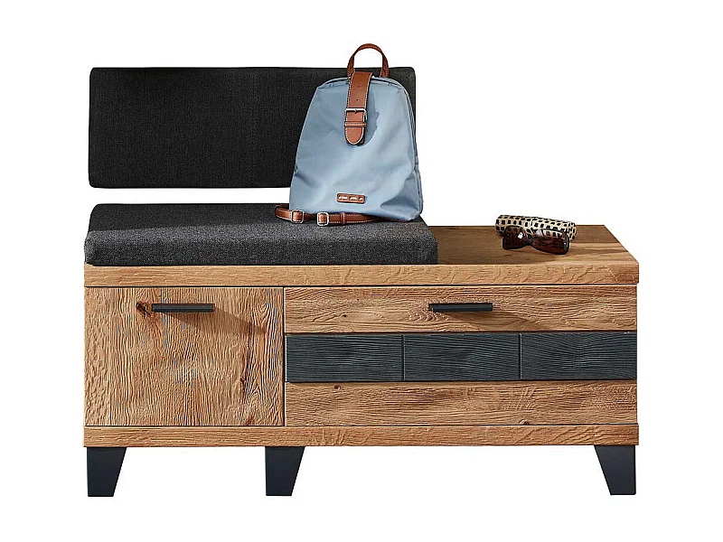 Garderobe Sitzbank in Wildeiche teilmassiv mit Polster