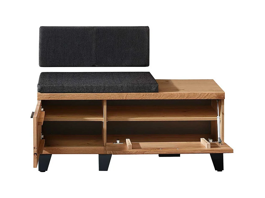 Garderobe Sitzbank in Wildeiche teilmassiv mit Polster