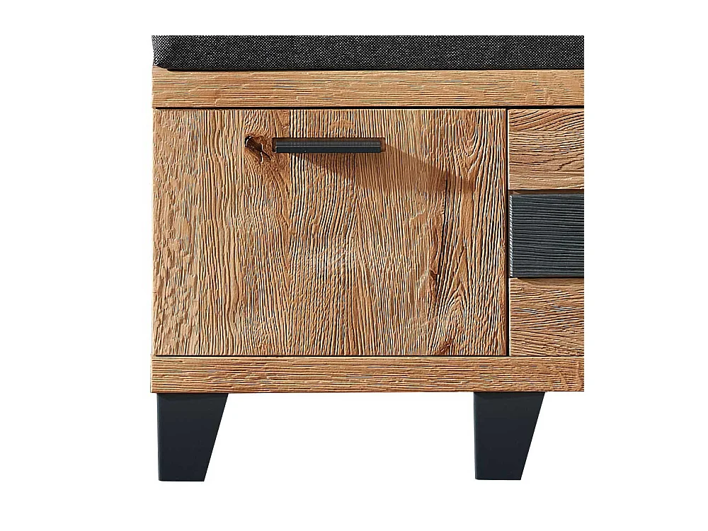 Garderobe Sitzbank in Wildeiche teilmassiv mit Polster