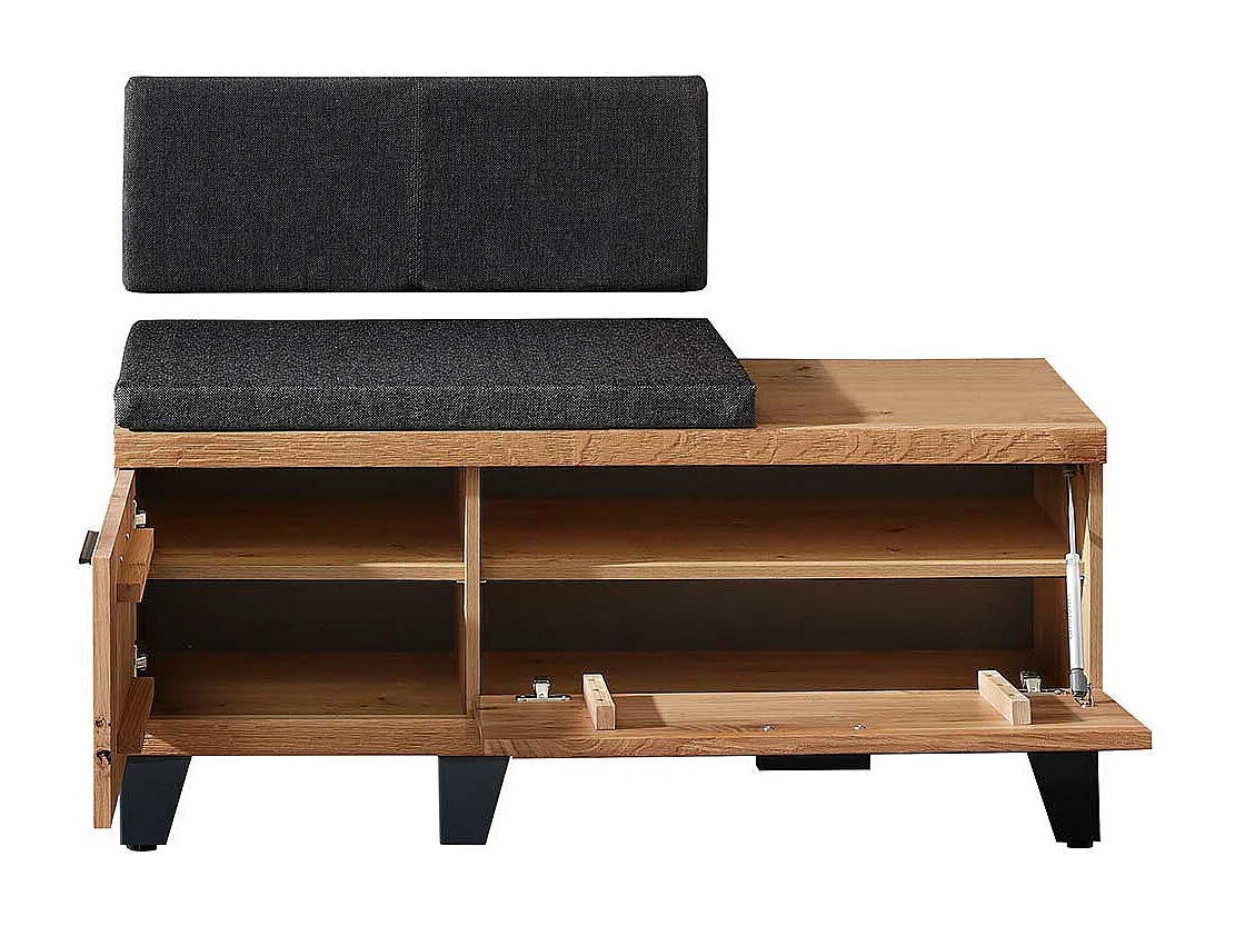 Garderobe Sitzbank in Wildeiche teilmassiv mit Polster