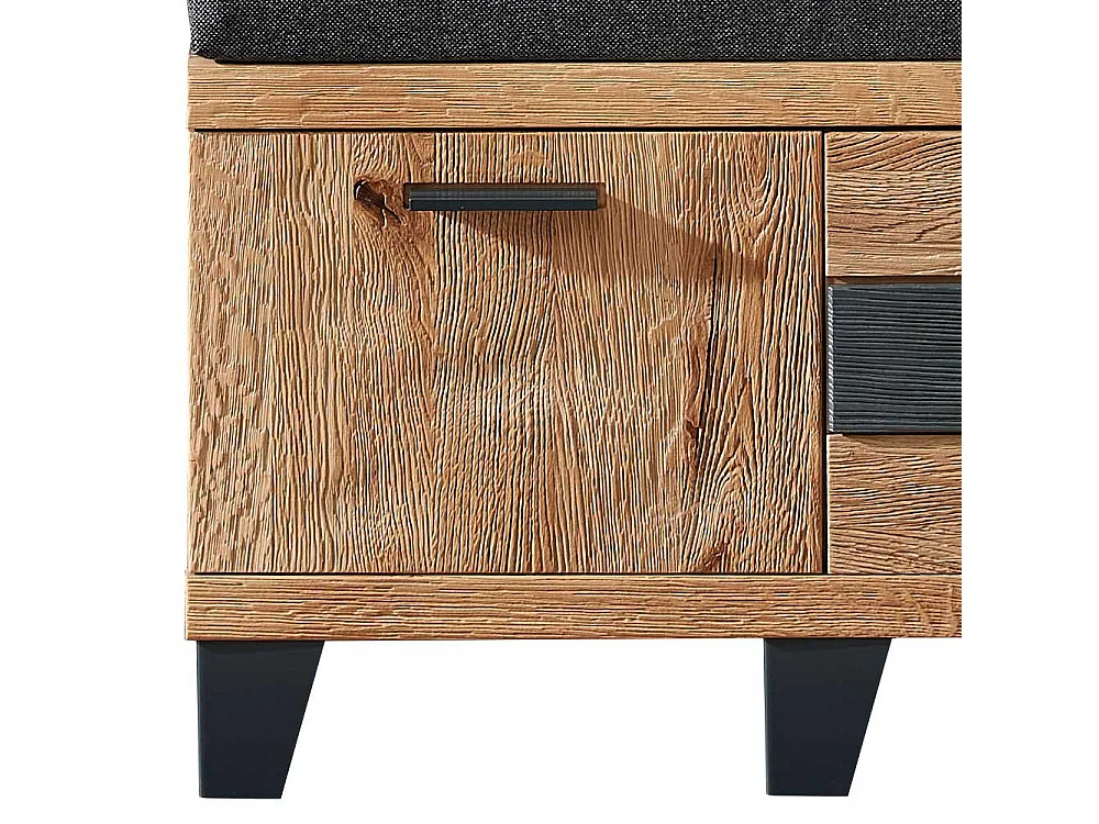 Garderobe Sitzbank in Wildeiche teilmassiv mit Polster