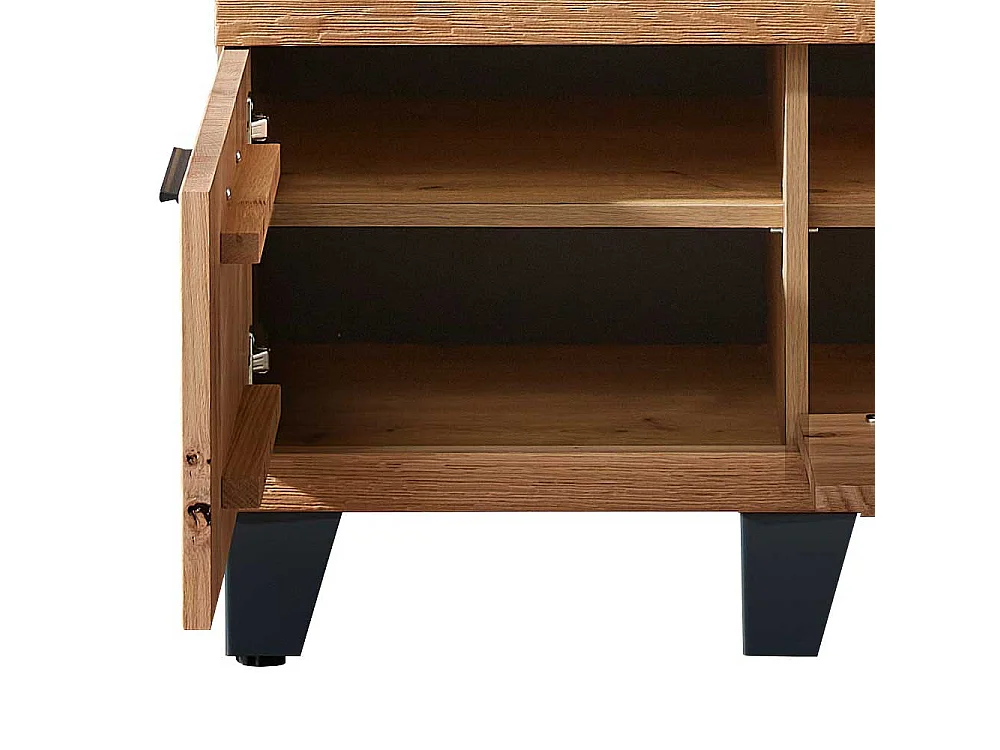 Garderobe Sitzbank in Wildeiche teilmassiv mit Polster