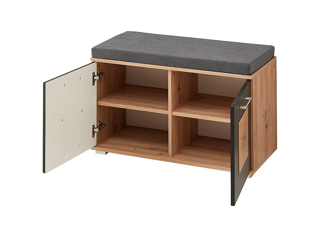 Schuhbank Garderobe modern in Wildeichefarben Schwarz