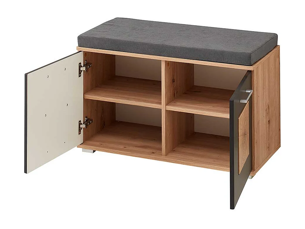 Schuhbank Garderobe modern in Wildeichefarben Schwarz