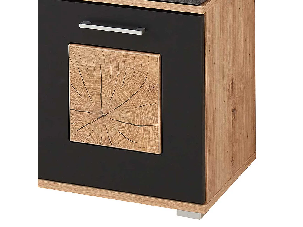 Schuhbank Garderobe modern in Wildeichefarben Schwarz