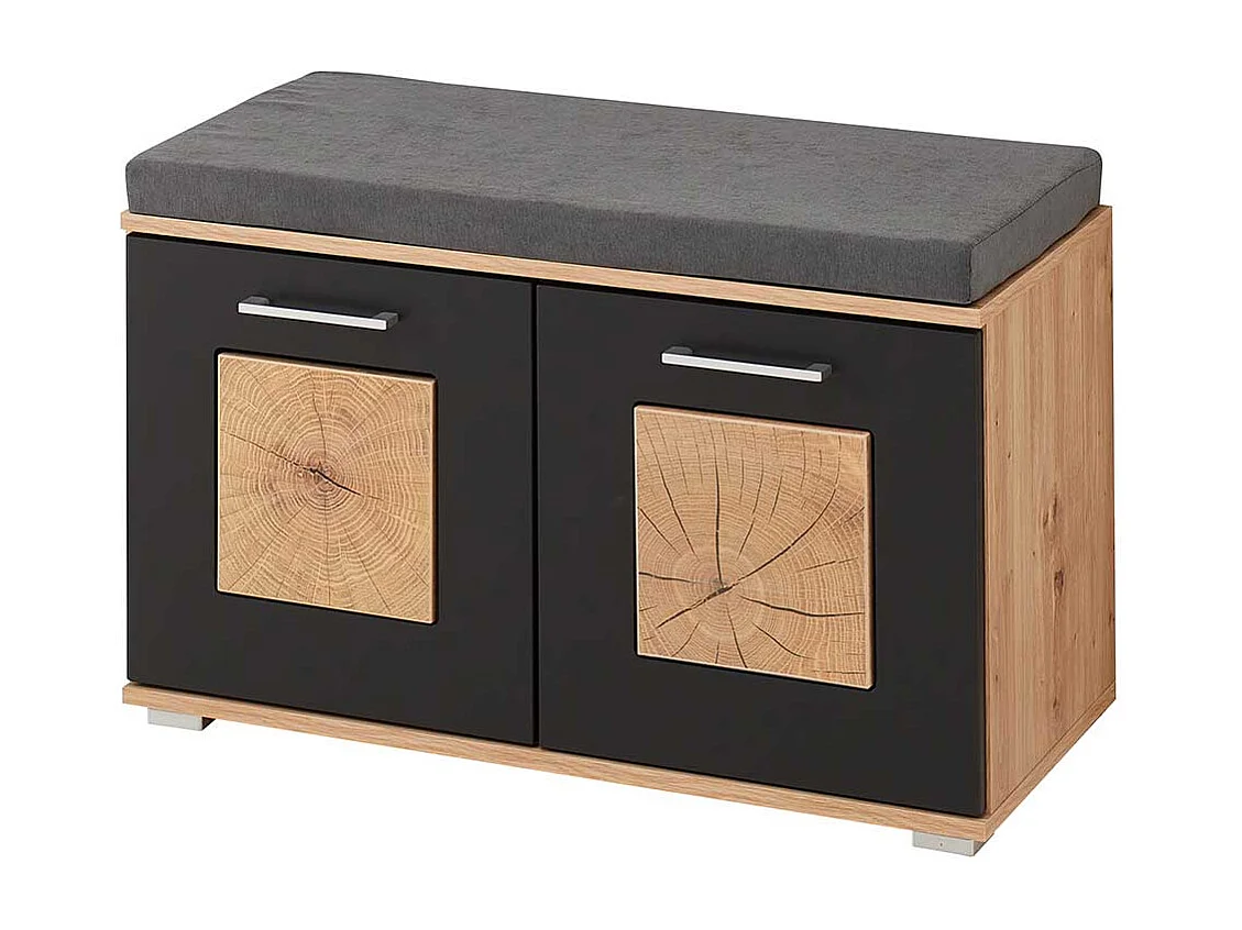 Schuhbank Garderobe modern in Wildeichefarben Schwarz