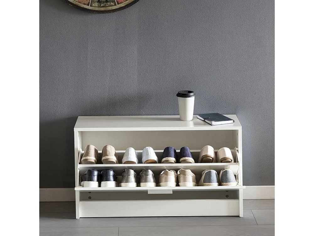 Dielenbank in Weiß Schuhklappe