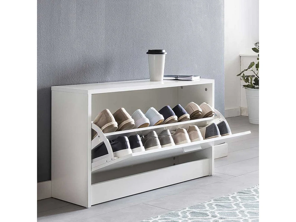 Dielenbank in Weiß Schuhklappe