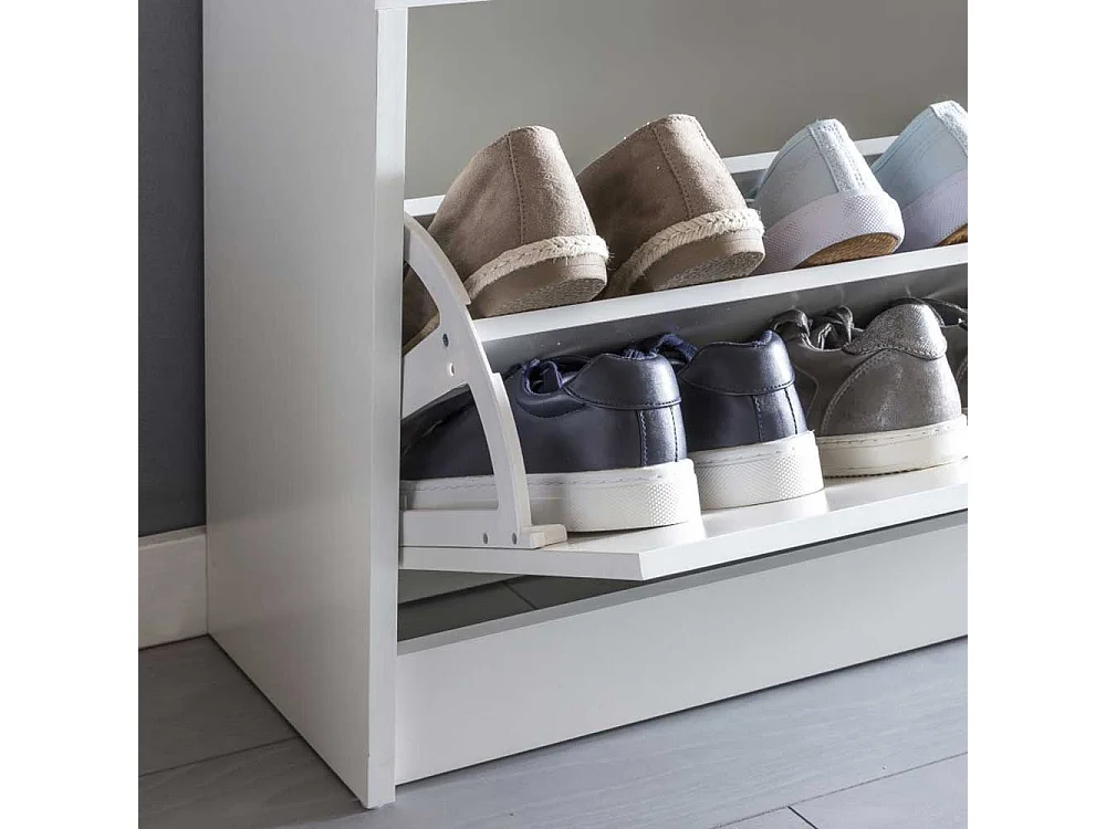 Dielenbank in Weiß Schuhklappe