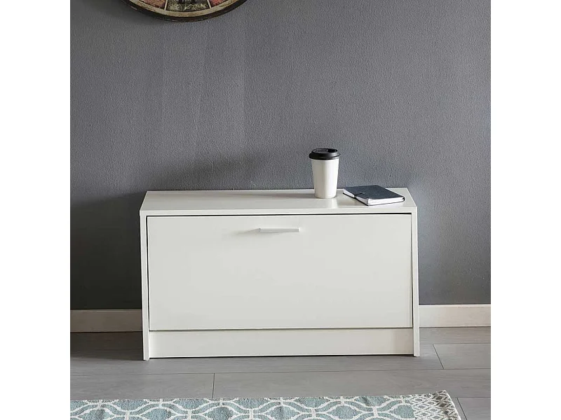 Dielenbank in Weiß Schuhklappe