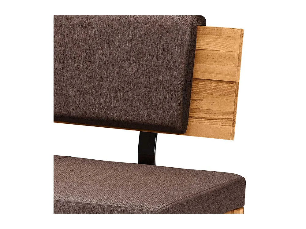 Esszimmerbank Wildeiche mit Webstoff Bezug braun Rückenlehne