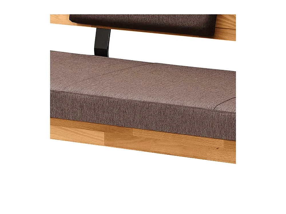 Esszimmerbank Wildeiche mit Webstoff Bezug braun Rückenlehne