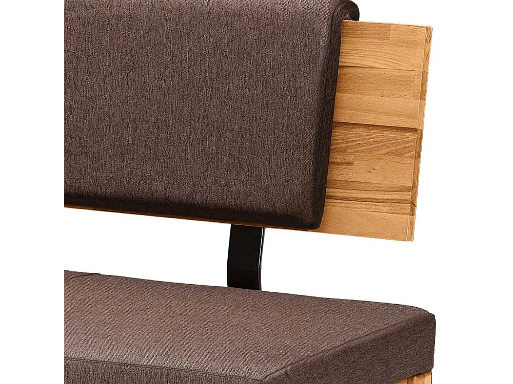 Esszimmerbank Wildeiche mit Webstoff Bezug braun Rückenlehne