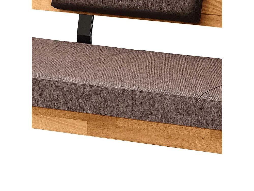 Esszimmerbank Wildeiche mit Webstoff Bezug braun Rückenlehne