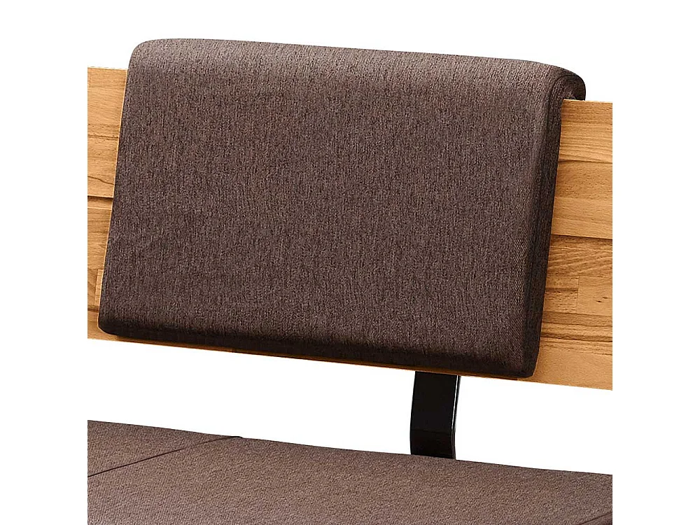 Esszimmerbank Wildeiche mit Webstoff Bezug braun Rückenlehne