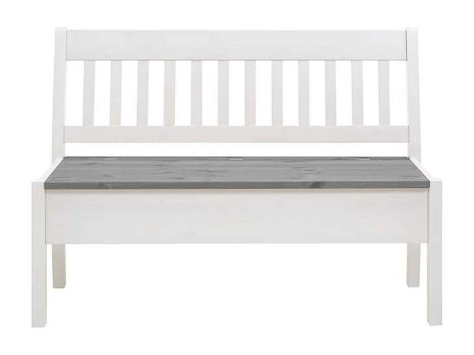Stauraum Sitzbank in Weiß und Grau Kiefer Massivholz