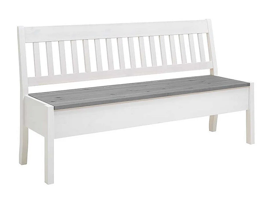 Stauraum Sitzbank in Weiß und Grau Kiefer Massivholz