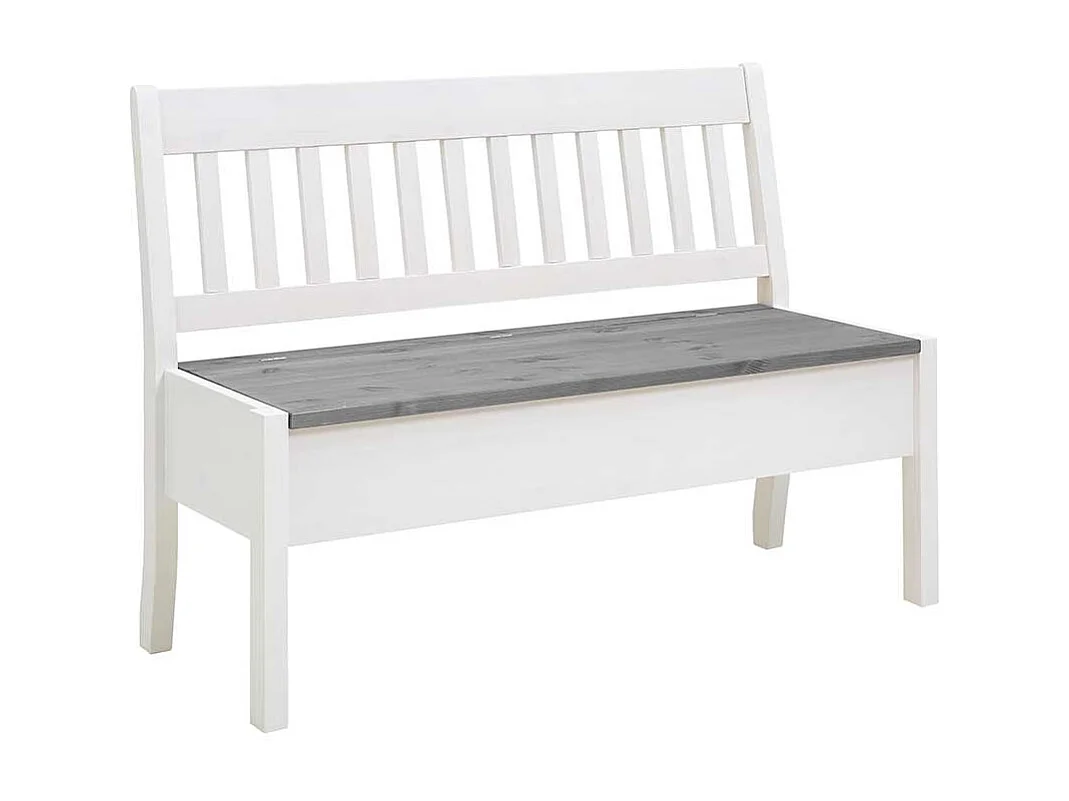 Stauraum Sitzbank in Weiß und Grau Kiefer Massivholz