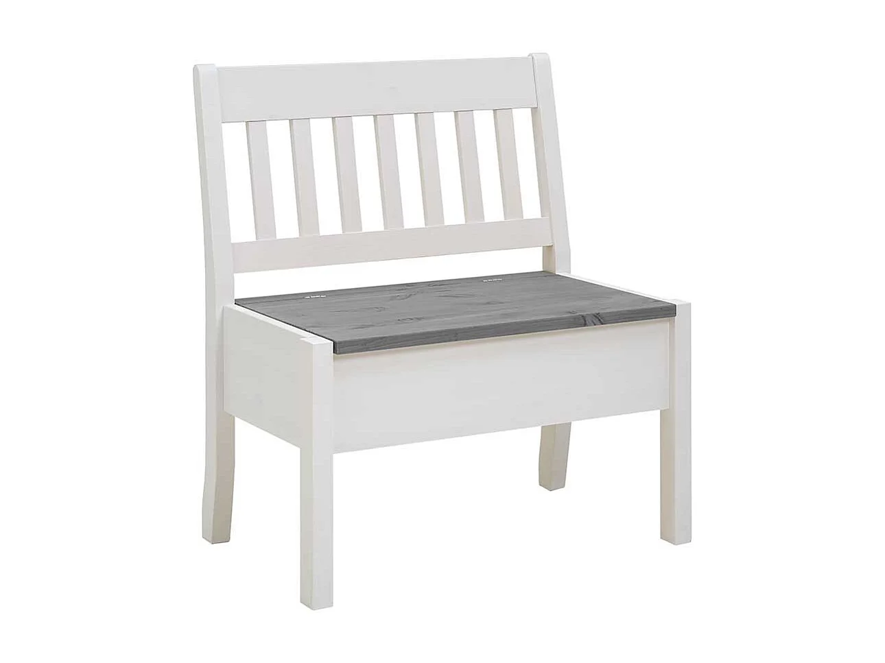 Stauraum Sitzbank in Weiß und Grau Kiefer Massivholz