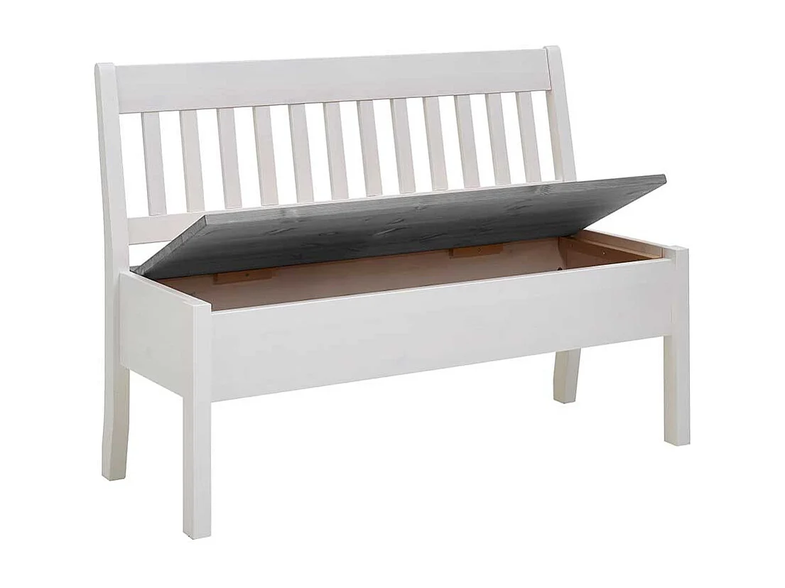 Stauraum Sitzbank in Weiß und Grau Kiefer Massivholz