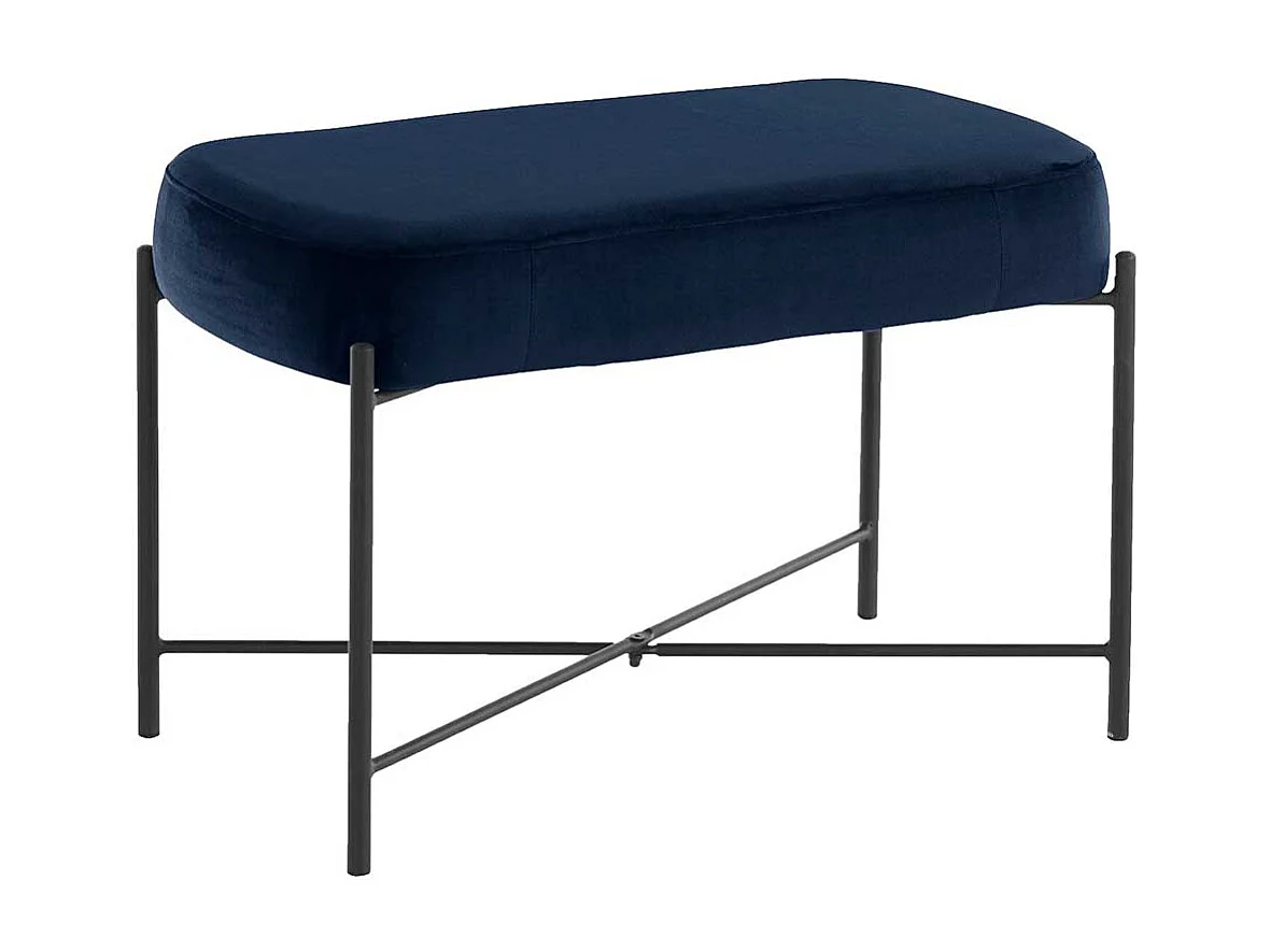 Bettbank Samt und Metall in Blau und Schwarz 67 cm breit