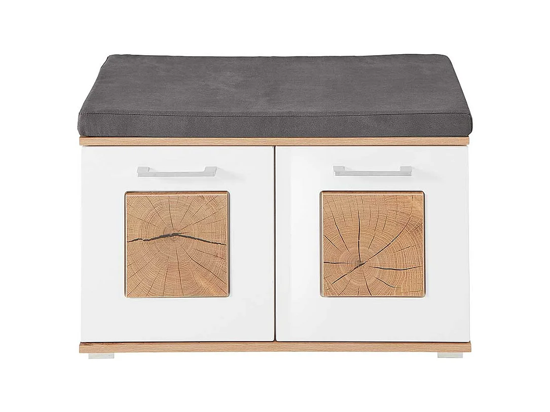 Schuhbank Garderobe modern in Wildeichefarben Weiß