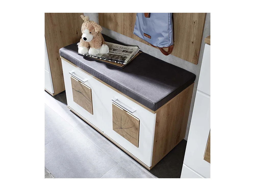 Schuhbank Garderobe modern in Wildeichefarben Weiß