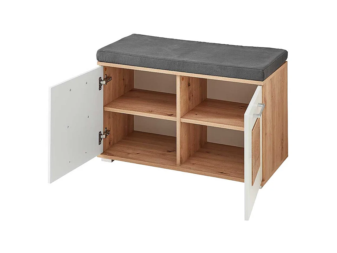 Schuhbank Garderobe modern in Wildeichefarben Weiß
