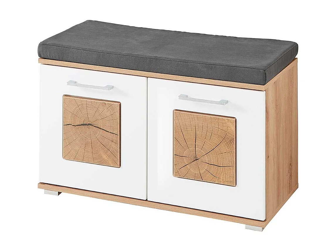 Schuhbank Garderobe modern in Wildeichefarben Weiß