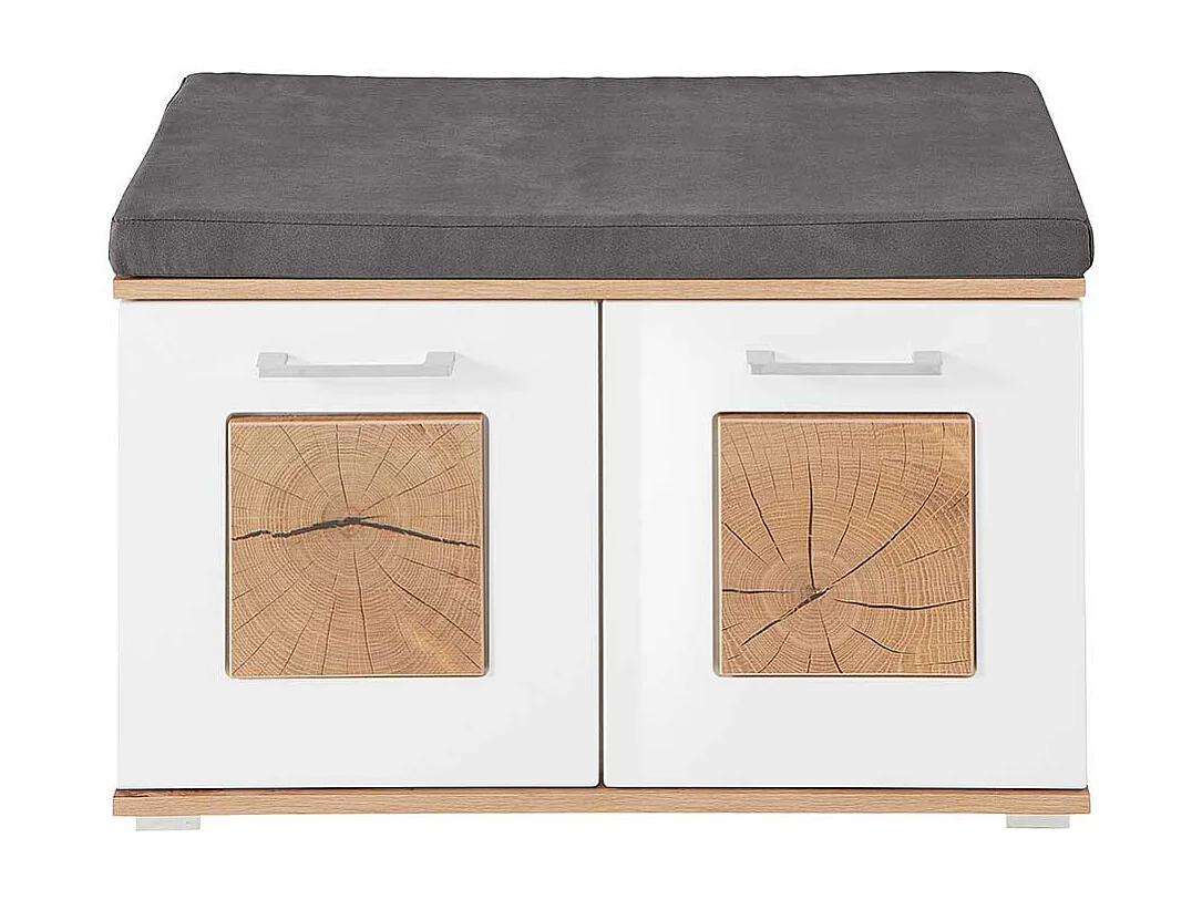 Schuhbank Garderobe modern in Wildeichefarben Weiß