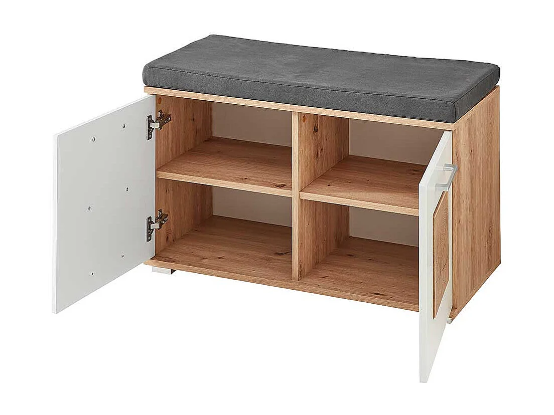 Schuhbank Garderobe modern in Wildeichefarben Weiß