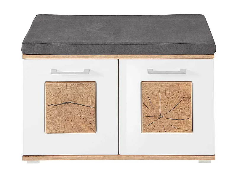 Schuhbank Garderobe modern in Wildeichefarben Weiß