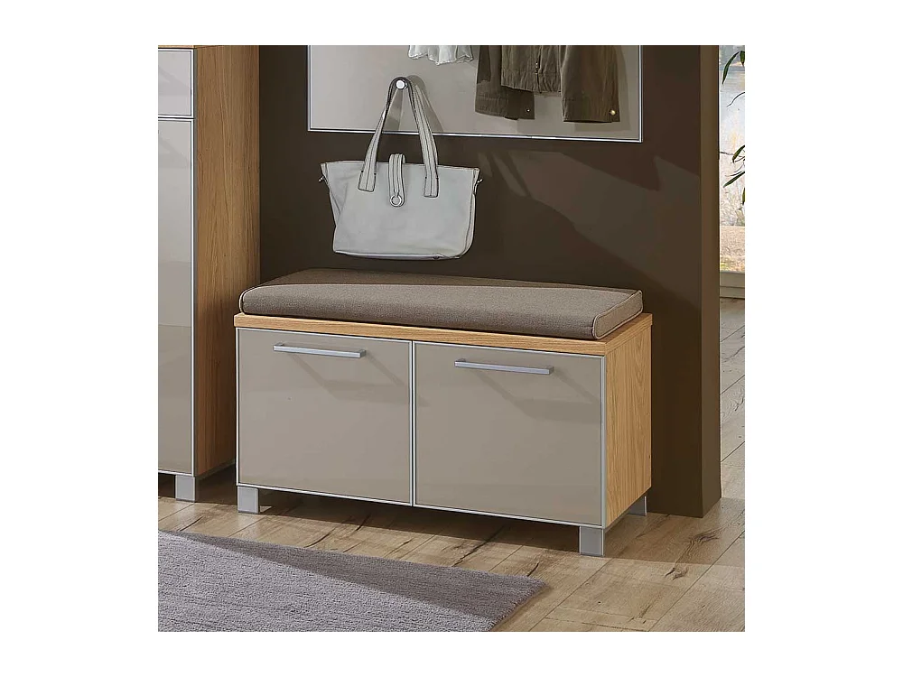 Bank für Garderobe Grau Glas Eiche Bianco