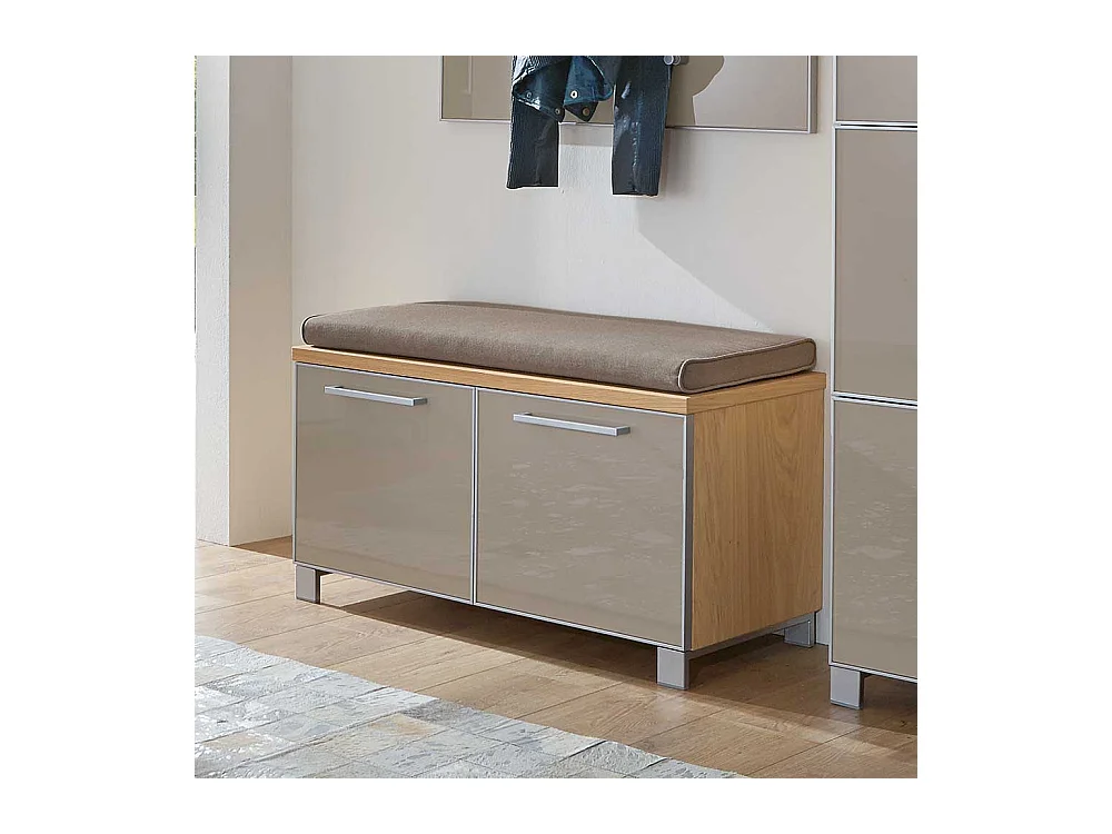 Bank für Garderobe Grau Glas Eiche Bianco