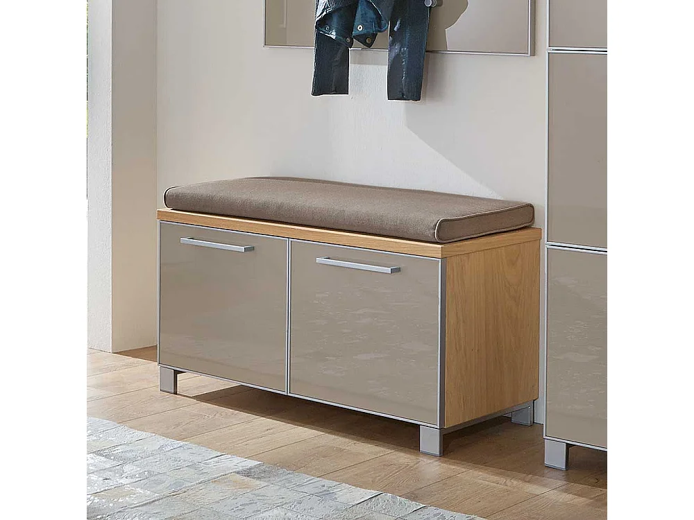 Bank für Garderobe Grau Glas Eiche Bianco