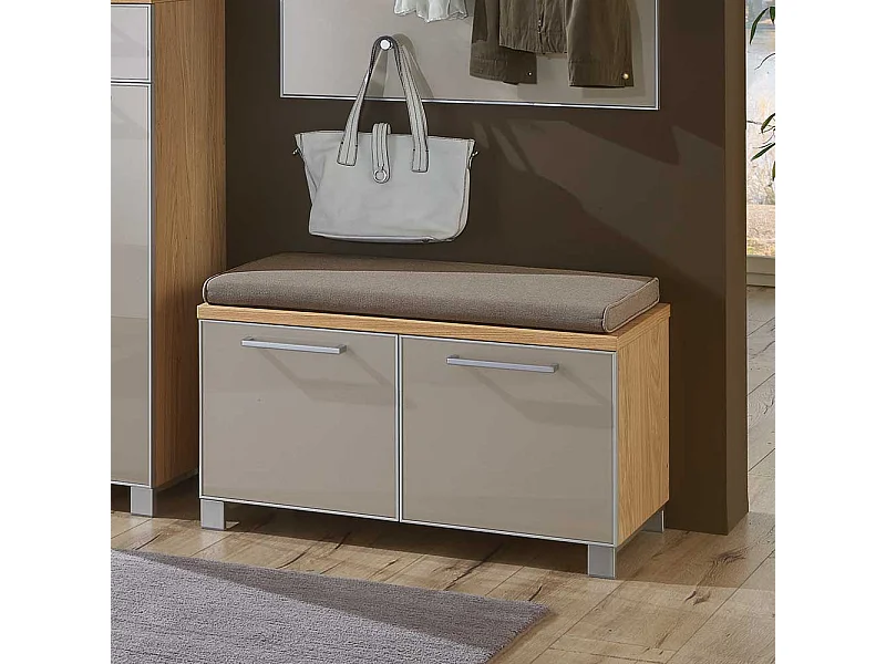 Bank für Garderobe Grau Glas Eiche Bianco