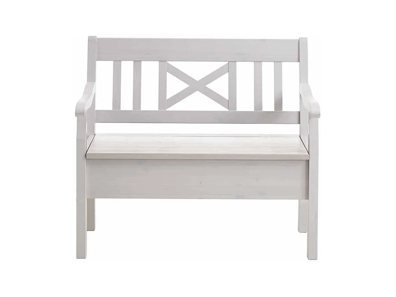 Holzbank mit Truhe Weiß massiv