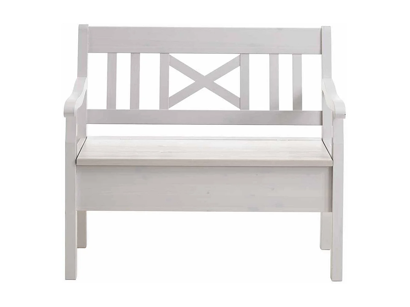 Holzbank mit Truhe Weiß massiv