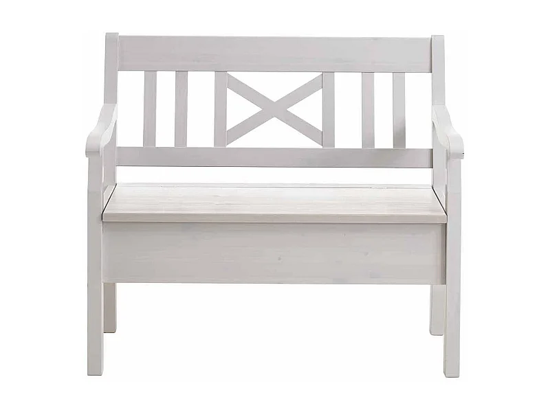 Holzbank mit Truhe Weiß massiv