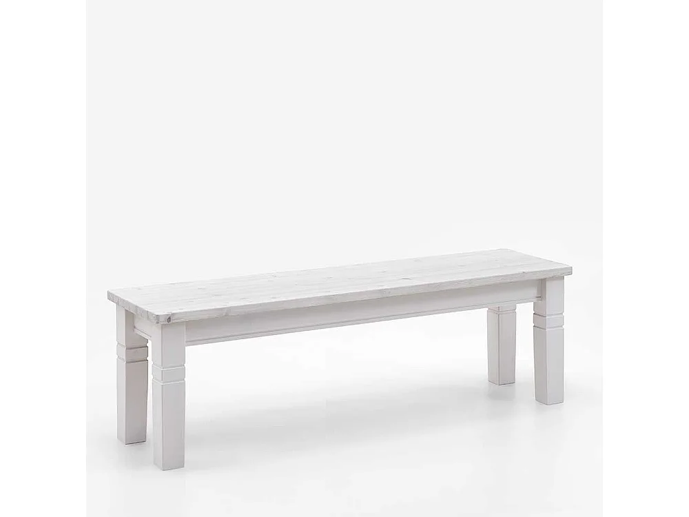 Weiße Eßtischbank aus Kiefer Massivholz Landhausstil