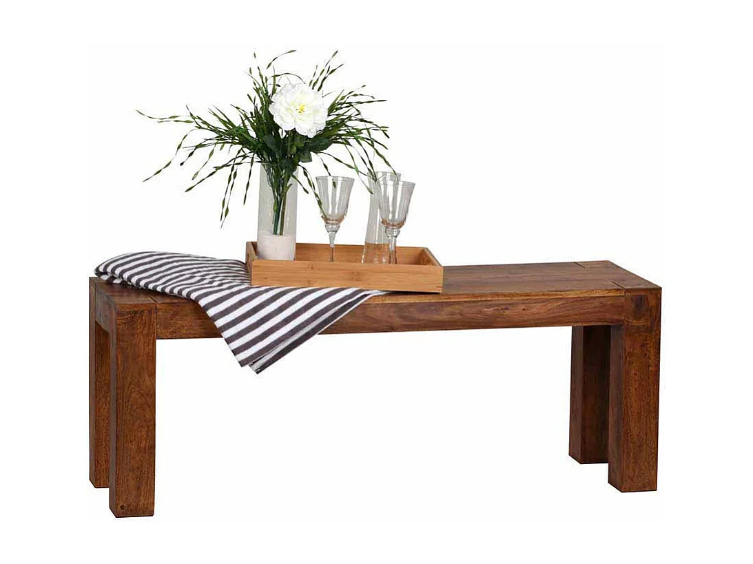 Essbank aus Sheesham Massivholz ohne Rückenlehne