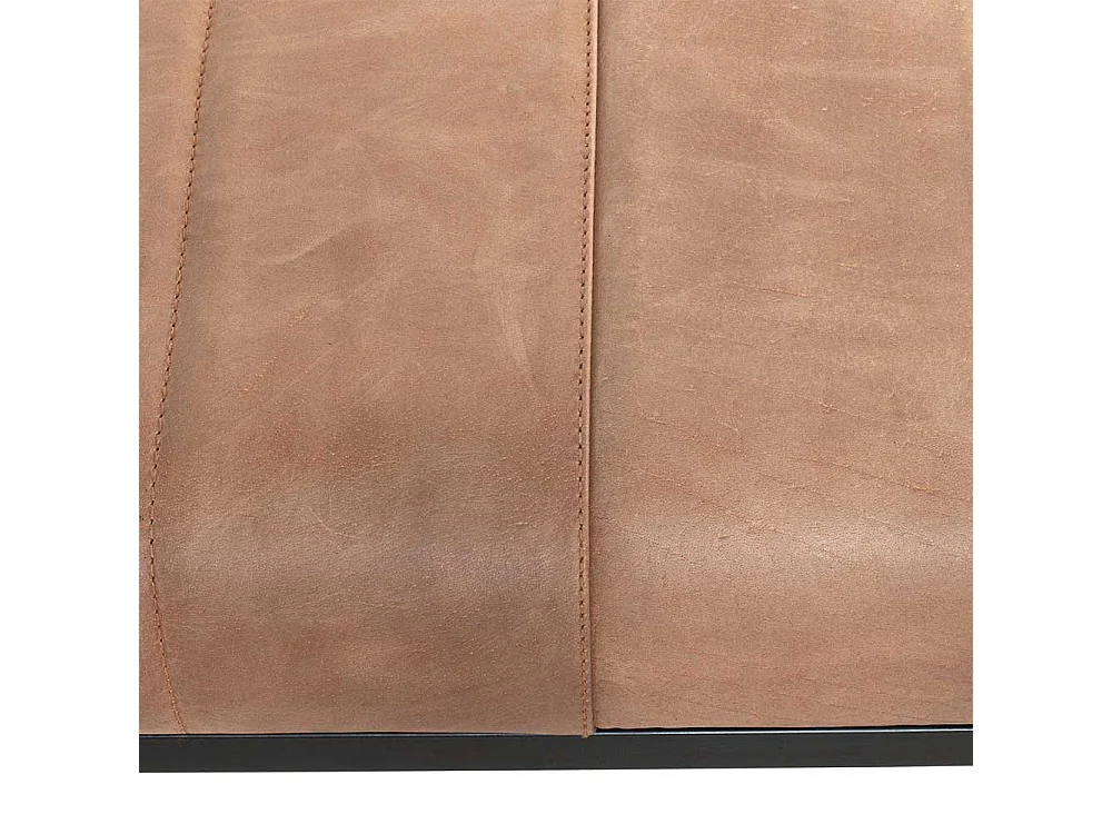 Bettbank im Industry und Loft Stil Echtleder und Metall